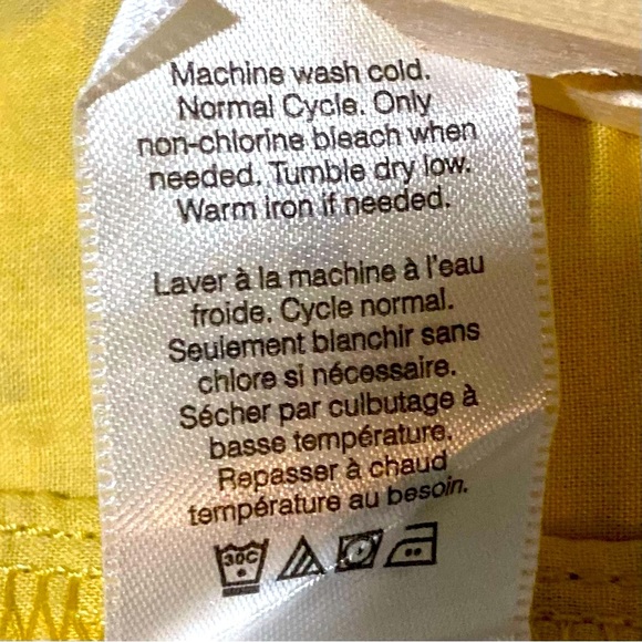 Coldwater Creek Linen Blend Yellow Pull On Pants with Blue Floral Design - Picture 10 of 15